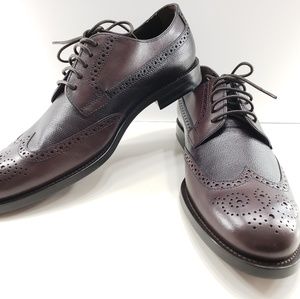 Hand-stitched burgundy wingtip shoes